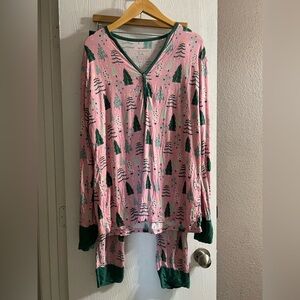 Little Sleepies Pajama Set  Christmas Twinkling Trees Lounge Women Sz XL/XXL